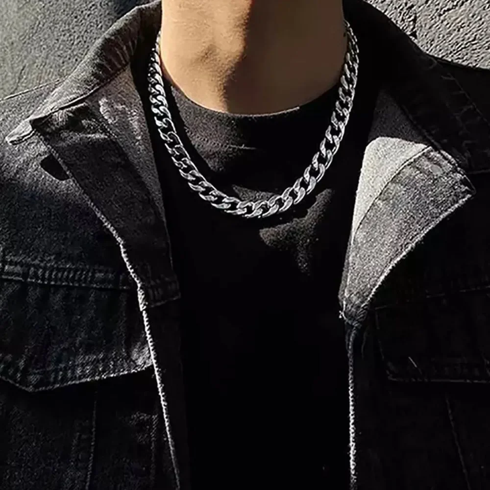 New Stainless Steel Long Cuban Chain Necklace 28” For Men or Women Chunky Chain
